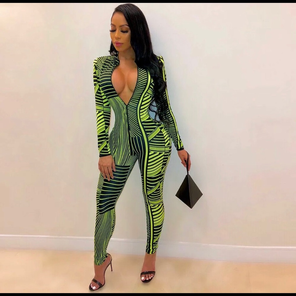Sexy black n green jumpsuit